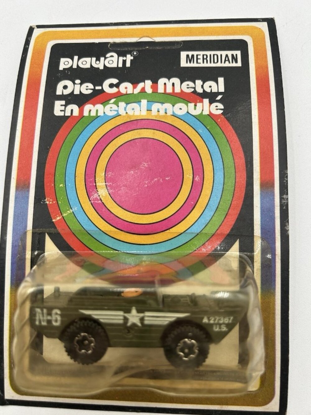 PlayArt Meridian Amphibian Jeep Die Cast Metal Military On Card UnPunched